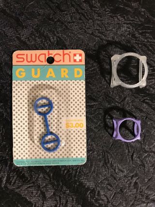 Vintage Blue Swatch Watch Guard In Blister Pack Nos,  2 More