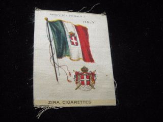Zira Cigarettes Italy Italian Flag W/ Crest Tobacco Card Silk 2 - 1/2 " X 3 - 1/4 "