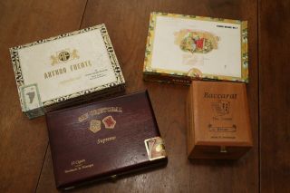 4 Great Old Cigar Boxes Wood / Baccarat,  San Cristobal,  Cedro Delux,  Arturo F.