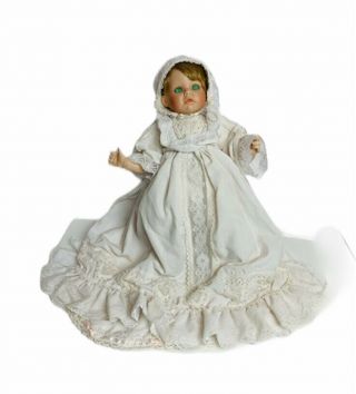 Vintage Susan Wakeen Limited Edition Porcelain Doll 1995 White Dress Hat 16”