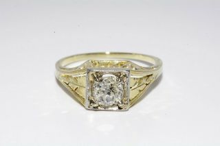 $5,  000.  67ct Antique Art Deco Natural Solitaire Old Mine Diamond Ring 18k/plat