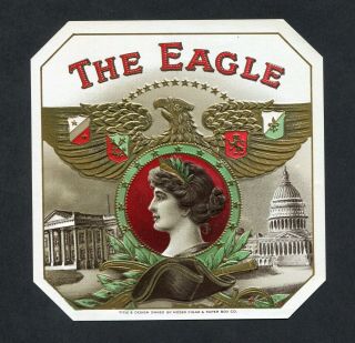 Old The Eagle Cigar Label - United States Capital Building - Gold Eagle