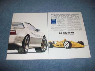 1989 Goodyear Tires Vintage 2pg Ad With Pontiac Trans Am Indy 500 Pace Car