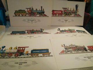 Train Prints Vintage Set Of 6 13x 8 C&d Eltra Corp