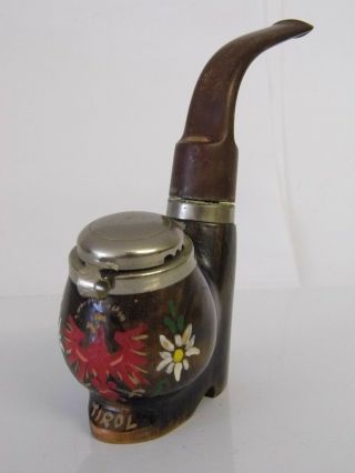 A Fine Vintage Austrian " Tirol King " Wooden Hand Painted Boot Smoking Pipe
