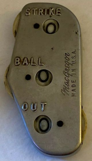 Vintage Metal Mac Gregor Ball Strike Out Umpire Baseball Counter Hand Clicker