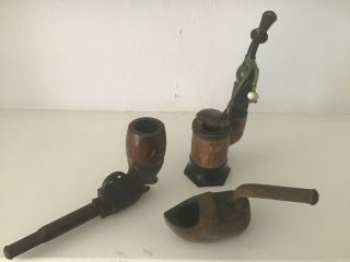 Vintage Unusual Wooden Tobacco Smoking Pipes
