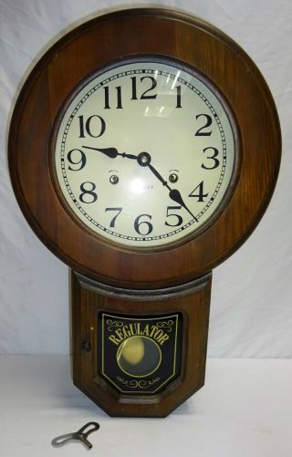 Vintage Regulator 31 Day Pendulum Chime Wall Clock With Key