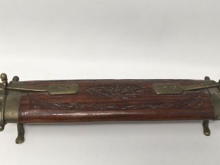 Vintage India Knife & Fork Carving Set Hand Carved Wood Handles and Sheath 2