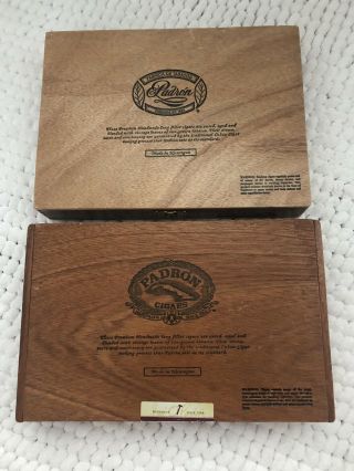 2 Padron 1990s Wood Cigar Boxes Jewelry Box Craft Items,  Tools,  Storage.