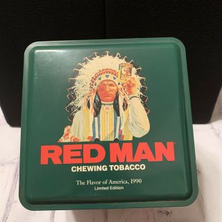 Red Man Chewing Tobacco Vintage Metal Tin - 1990 The Flavor Of America Indian