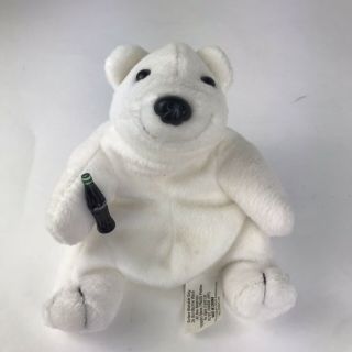 Vintage 1997 Coca - Cola Collectable Polar Bear With Coke Bottle 6 " Stuffed Plush