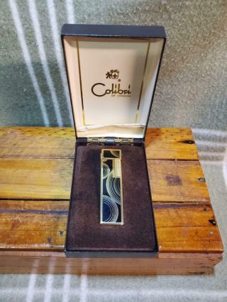 Vintage Lighter - Colibri Of London Lighter.  Black And Gold Art Deco.  Box