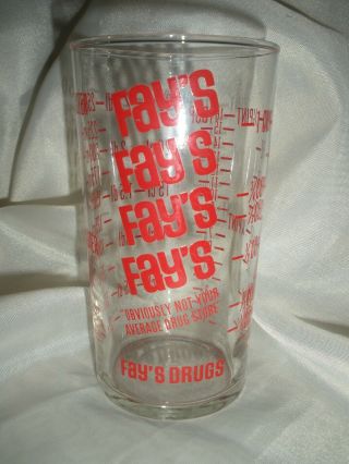 Fay’s Drugs Glass Measuring Cup,  Vtg Libbey,  Retro 70‘s Pharmacy