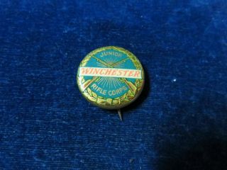 Orig Vintage " Winchester " Lapel Badge " Junior Rifle Corps " Manee Company "