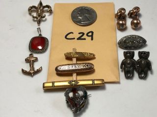 Antique Victorian & Vintage Gold Filled ? & Sterling ? Jewelry Not Scrap.