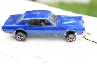 Vtg 1969 Mattel Hot Wheels Diecast Redline Car Custom Cougar Blue