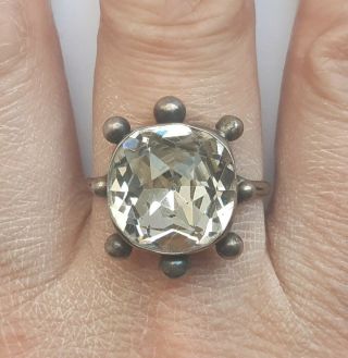 Antique Georgian Victorian Silver Foiled Paste Ring Sizing