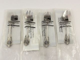 Wallace Grande Baroque Sterling Silver Ice Cream Forks - 5 1/2 " - Set Of 4