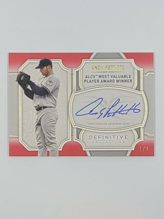 2020 Topps Definitive Andy Pettitte Yankees Auto 1/1.  True 1/1 Card