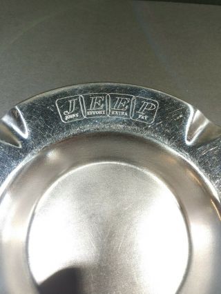 ALAN WOOD STEEL CO.  STAINLESS Ashtray JEEP Joint Effort Extra Pay Enamel Emblem 2