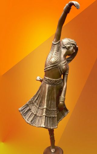 Art Deco Bronze Cossack Dancer Statue Signed Chiparus Figure Hot Cast Figurine