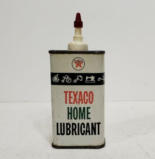 Vintage Texaco Home Lubricant 4 Oz Oil Can - Handy Household Oiler Tin
