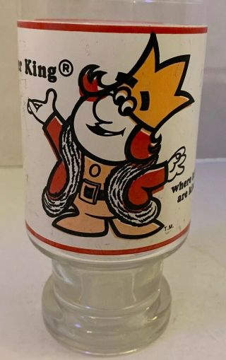 Vintage 70s Burger King Home Of The Whopper Drinking Glass Where Kids Are King