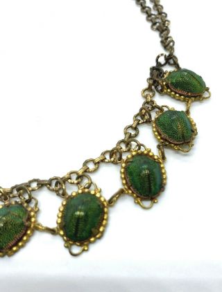 Rare Egyptian Revival Real Scarab Antique Necklace 2
