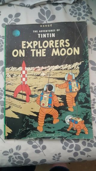 Vintage The Adventures Of Tintin Explorers On The Moon.  Book