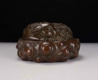 Old Chinese Bronze Incense Burner With Fox Songyuelv Mk H3.  66”