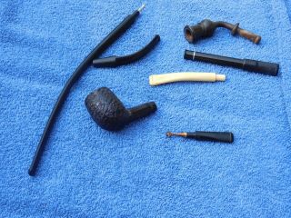 7 Piece Assorted Pipe Parts Stems And Bowl