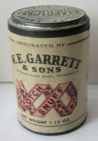 Vintage W.  F.  Garrett & Sons Scotch Snuff Tin