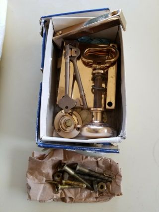 Vintage Getty 1110 Solid Brass Bronze Lock Door Knob Set With Keeper And Keys