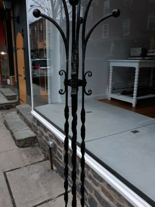 Antique Wrought Iron Arts and Crafts Style Clothes Tree 3