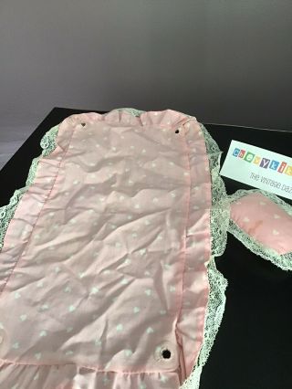 Vtg 1982 Barbie Doll Dream House Canopy Bed Top And Pillow Pink Heart & Lace