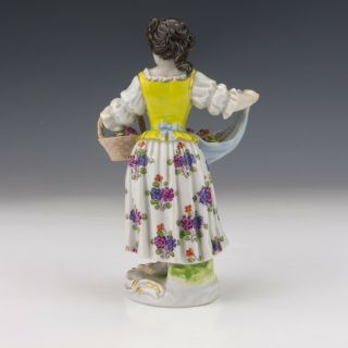 Antique Meissen Dresden Porcelain - Young Lady With Flowers Figurine 3