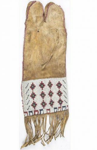 1880s Native American Arapaho Indian Bead Decorated Tobacco / Pipe Bag Beaded