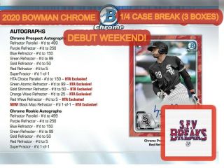 Chicago White Sox 2020 Bowman Chrome Baseball Hobby 1/4 Case (3 Box) Break