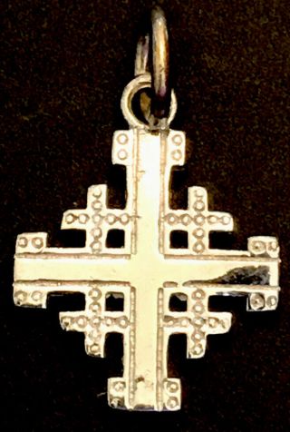 Vintage Sterling Silver Jerusalem Cross Pendant Stamped 925 Made In Israel