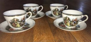 Vintage Porcelain Set Of 8 Occupied Japan Demitasse Tea Coffee Cups Saucers