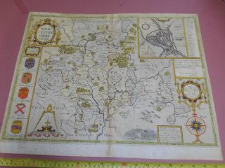 100 Large Worcestershire Map By John Speed C1676 Vgc Hand Coloured