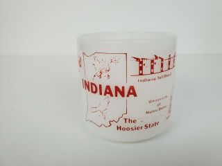 Vintage Indiana The Hoosier State Milk Glass Mug Cup Made In Usa