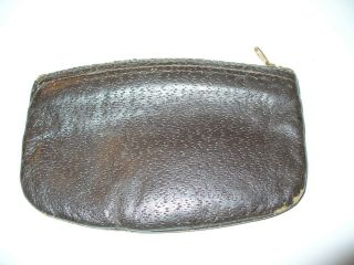 Vintage England Peccary Leather Pipe Tobacco Pouch Bellezia Zipper Top 6 