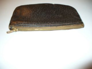 Vintage England Peccary Leather Pipe Tobacco Pouch Bellezia Zipper Top 6 
