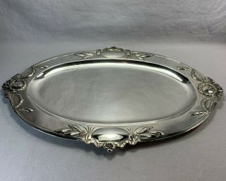 Antique Austrian Solid Silver Platter Tray W Bow Garland Decorations 18ozt Nr