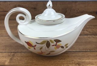 Vintage Halls Superior Quality Kitchenware Autumn Leaf Genie Tea Pot W Infuser