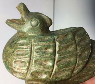 Jade Green Stone Bird Pendant Olmec Statue Pre - Columbian Carve Artifact Mixtec 2