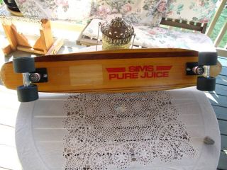 70s Vintage 36 " Sims Pure Juice Taperkick With Acs 500 Trucks And Kryptonics