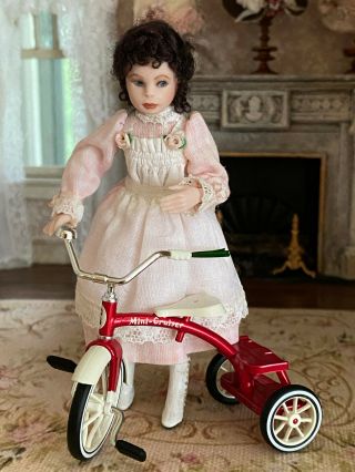 Vintage Miniature Dollhouse Vintage Retro Red Metal Childrens Tricycle Streamers